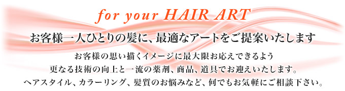お客様一人ひとりの髪に、最適なアートをご提案いたします。